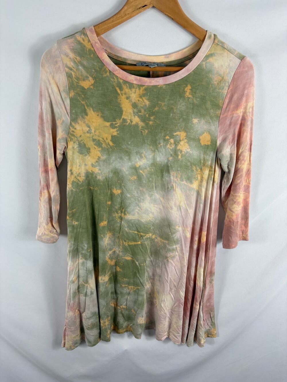 Olivia Sky Tie Dye Tshirt Tunic Dress Pink Green Size Small